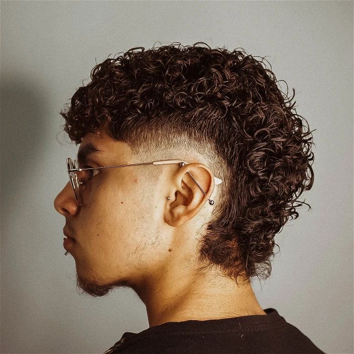 burst fade mullet curly hair